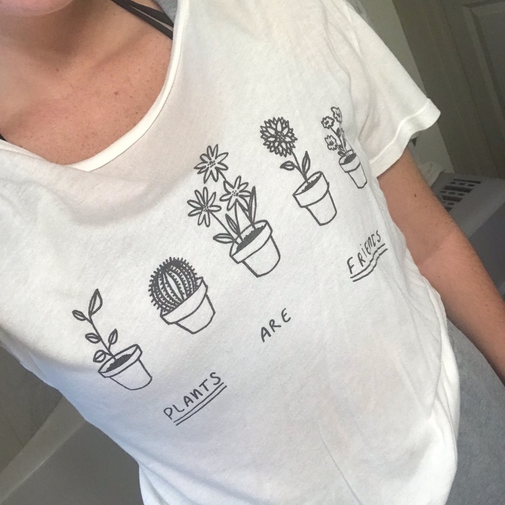 “Plants Are Friends” White graphic T